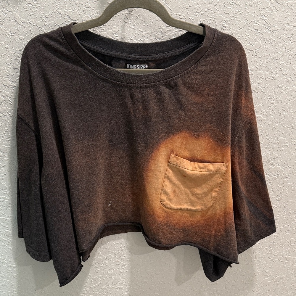Women's Black and Orange Crop Top